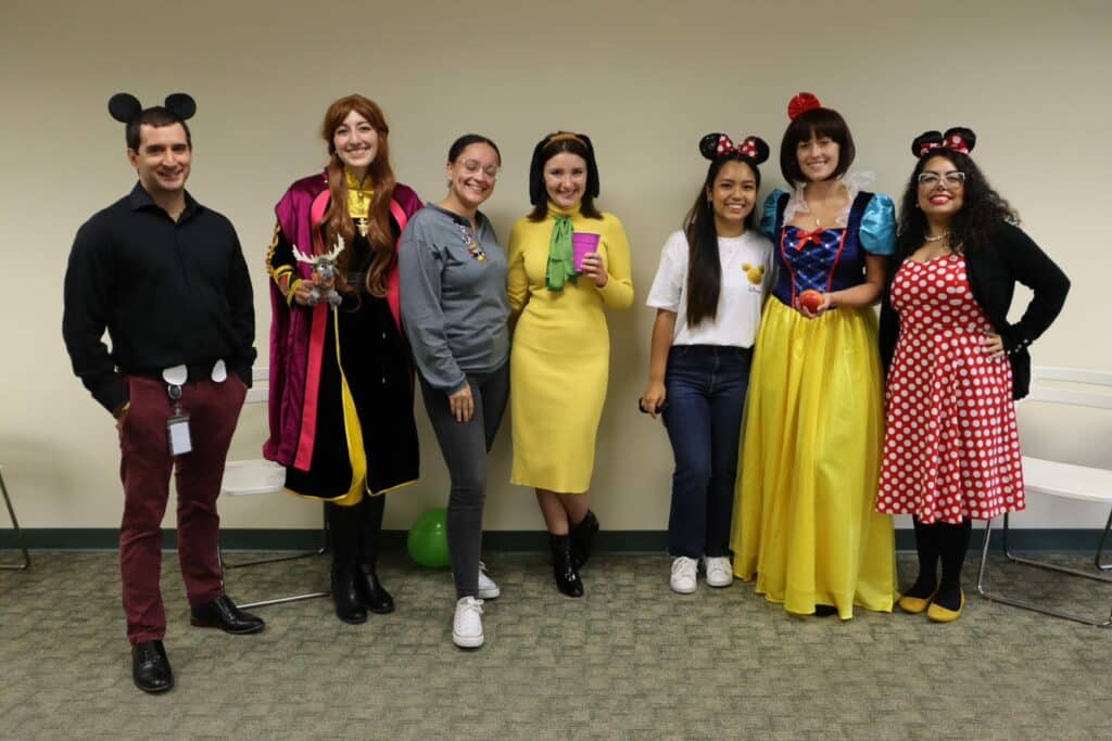 Madison Trust employees dressed up as Disney characters to celebrate Madison Trust, Broad Financial, and Disney Day during Sprit Week.