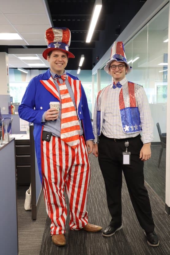 Madison Trust employees dressed up in USA outfits during Spirit Week.