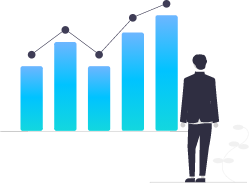 Investor looking at an increasing trend graph to indicate investing in an alternative asset with a Self-Directed IRA to grow his retirement savings.