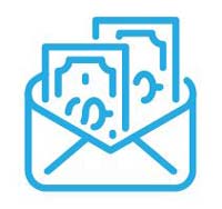 Icon of an envelope with dollar bills coming out of it to show the tax-advantages you can receive when you invest in real estate in a Real Estate IRA.