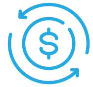 Icon dollar sign with two arrows circling it showing the importance of staying on track and rebalancing your portfolio often.