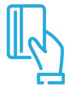 Icon of a hand holding a credit card showing that people should save money where possible.