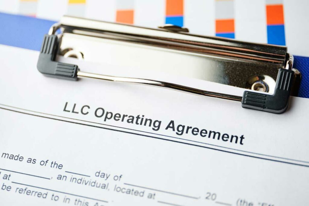 LLC Operating Agreement on clipboard
