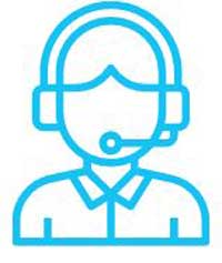 Icon of a customer service person with headphones on to signify the IRS’s tool, interactive tax assistant.