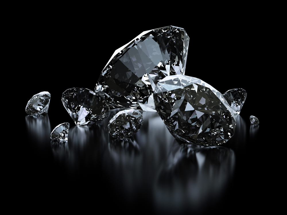 Eight-loose-diamonds-on-a-black-background