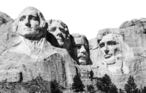 Black and White Photo of Mount Rushmore