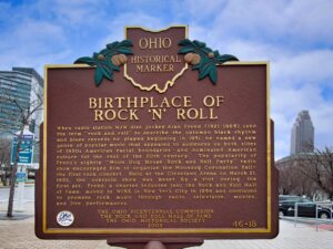 historical marker sign birthplace of rock 'n' roll in ohio