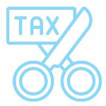 Icon of scissors cutting a sign that says tax to show that when you invest in real estate with a Self-Directed IRA you are receiving tax advantages.