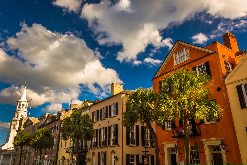 Colorful buildings on Broad Street in Charleston, South Carolina